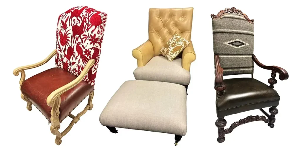 How easy is it to re-cover a leather-bound chair with fabric upholstery?