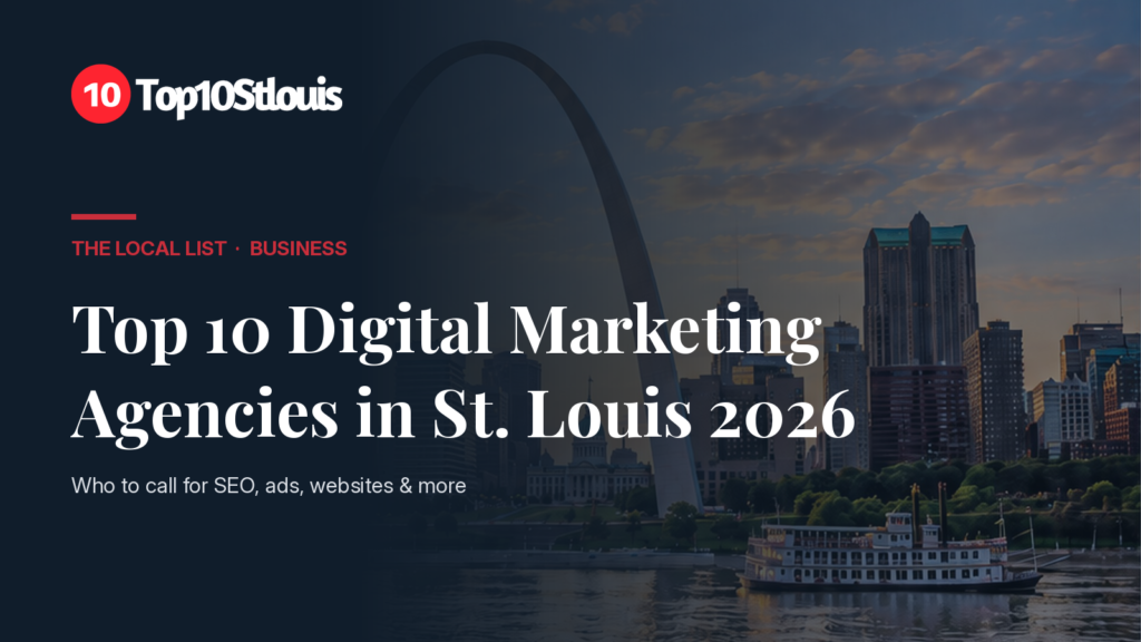 Top 10 Digital Marketing Agencies in St. Louis 2026 with the Gateway Arch and downtown skyline