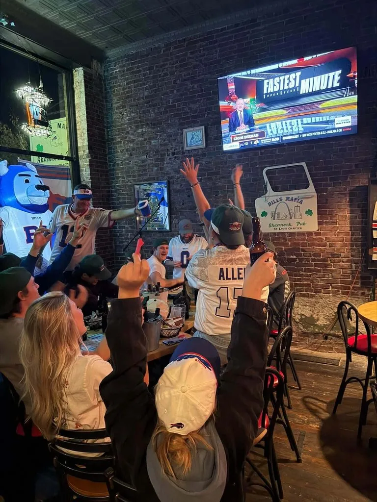 Football fans gathered at a St. Louis bar on game day