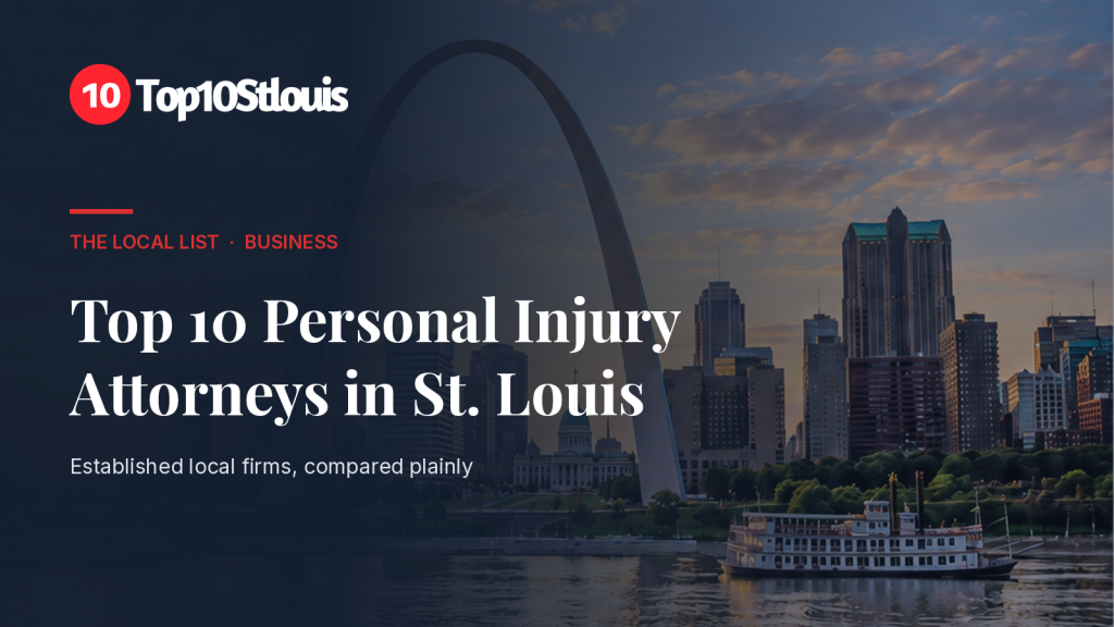 Top 10 Personal Injury Attorneys in St. Louis featured image: the Gateway Arch and downtown skyline at dusk