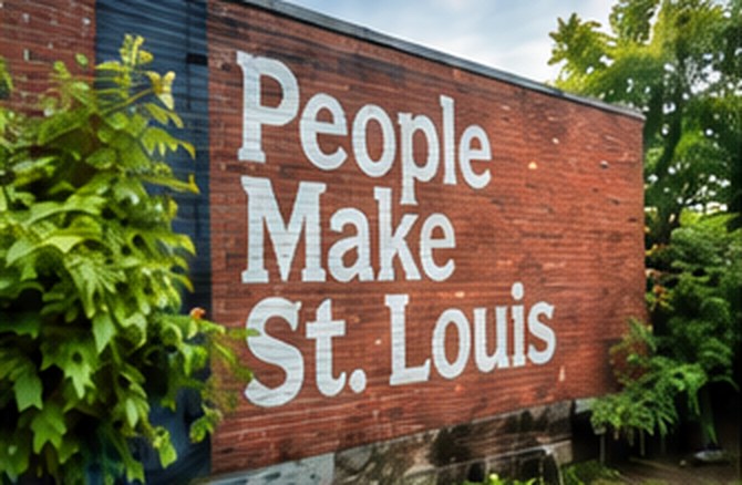 People Make St. Louis mural on a brick wall